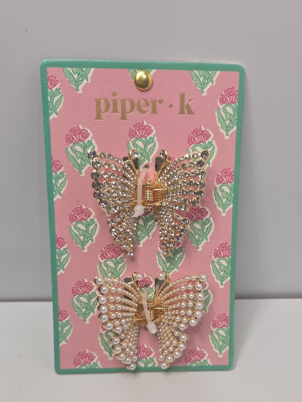 💛🔹️Piper K 🔹️beautiful Golden tone Butterfly Hair Claw Metal Clips Set of 2